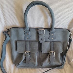Stylish Blue/Gray Leather Women's Handbag